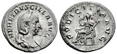 Roman Imperial Herennia Etruscilla. Antoninianus. 250 d.C. Rome. (Ric-IV 59b). (Seaby-19). Anv.: HER ETRVSCILLA AVG. Diademed and draped bust to right, set on crescent.. Rev.: PVDICITIA AVG. Pudicitia