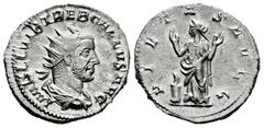 Roman Imperial Trebonianus Gallus. Antoninianus. 251-253 d.C. Rome. (Ric-41). (Rsc-88a). Anv.: IMP CAE C VIB TREB GALLVS AVG, radiate, draped, and cuirassed bust right. Rev.: PIETAS AVGG, Pietas stand