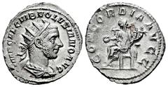 Roman Imperial Volusian. Antoninianus. 251-253 d.C. Rome. (Ric-IV 168). (Seaby-25). Anv.: IMP CAE C VIB VOLVSIANO AVG. Radiate, draped and cuirassed bust to right. Rev.: CONCORDIA AVGG. Concordia seat