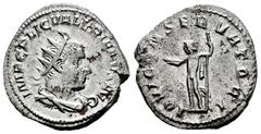 Roman Imperial Valerian I. Antoninianus. 253-254 d.C. Rome. (Ric-92). (Cohen-94). Anv.: IMP C P LIC VALERIANVS AVG. Radiate, draped bust right . Rev.: IOVI CONSERVARI. Jupiter standing facing, holding