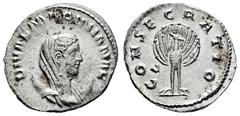Roman Imperial Diva Mariniana. Antoninianus. 253 d.C. Rome. (Ric-4). (Mir-255b). Anv.: DIVAE MARINIANAE, diademed, veiled and draped bust right, set on crescent. Rev.: CONSECRATIO, peacock in splendou