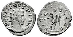 Roman Imperial Gallienus. Antoninianus. 257 d.C. Colonia Agrippinensis. (Ric-V 1 58). (Seaby-1309). Anv.: GALLIENVS P F AVG. Radiate, draped and cuirassed bust to right. Rev.: VIRTVS AVGG. Emperor sta