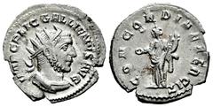 Roman Imperial Gallienus. Antoninianus. 254 AD. Rome. (Ric-181). Anv.: IMP C P LIC GALLIENVS AVG. Radiate and cuirassed bust right. Rev.: CONCORDIA EXERCIT. Concordia standing left, holding patera and