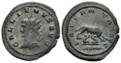 Roman Imperial Gallienus. Antoninianus. 265-266 d.C. Antioch. (Ric-628). (Seaby-47). Anv.: GALLIENVS AVG. Radiate head left . Rev.: ETERNITAS AVG. She-wolf standing right, head left, suckling the twin