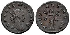 Roman Imperial Gallienus. Antoninianus. 257-259 d.C. Siscia. (Ric-V 1.856). Anv.: GALLIENVS AVG, radiate head to right. Rev.: VICTORIA AET, Victory standing facing, head to left, holding wreath and pa