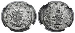 Roman Imperial Gallienus. Antoninianus. 263 d.C. Antioch. (Ric-V 1 627). (Mir-1610). (Rsc-25c). Anv.: GALLIENVS AVG, radiate, draped and cuirassed bust to right. Rev.: AEQVITAS AVG, Aequitas standing 
