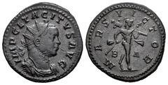 Roman Imperial Tacitus. Antoninianus. 275-276 d.C. Lugdunum. (Ric-V 30). Anv.: IMP CL TACITVS AVG, radiate, draped and cuirassed bust right. Rev.: MARS VICTOR, Mars walking right, holding spear and tr