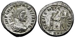 Roman Imperial Probus. Antoninianus. 280 d.C. Tripoli. (Ric-V 2.927). Anv.: IMP C M AVR PROBVS P F AVG, radiate, draped and cuirassed bust to right. Rev.: CLEMENTIA TEMP •, emperor standing to right, 