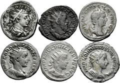 Large Lots Lot of 6 coins from the Roman Empire. Antoninians of the Emperors: Eliogabalus, Philip II, Gordian III, Herennia Etruscilla and Postumus. Bi/Ag. TO EXAMINE. Choice F/VF. Est...120,00. Spani