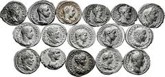 Large Lots Lot of 16 coins from the Roman Empire. Denarius of the Severian dynasty, containing the emperors: Septimius Severus, Alexander Severus and Caracalla. All different. Ar. TO EXAMINE. Almost V