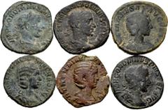Large Lots Lot of 6 coins from the Roman Empire. Sestertius of the Emperors: Gordian III, Trebonianus Gallus, Herennia Etruscilla, Otacilia Severa and Julia Maesa. Ae. TO EXAMINE. F/Almost VF. Est...2