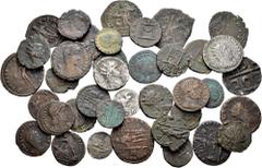 Large Lots Lot of 38 coins from the Roman Empire. Variety of values, reverses and mint marks of Emperors as Valerian I, Claudius II Valens, Constantine I, Constantine II, Gallienus, Constantius, Licin