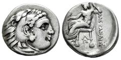 Greek Coins Kingdom of Macedon. Philip III Arrhidaios. Drachm. 323-317 BC. Lampsakos. In the name and types of Alexander III. (Price-1375). (Müller-623). Anv.: Head of Herakles to right, wearing lion 