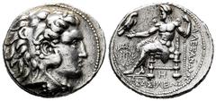 Greek Coins Seleukid Kingdom. Seleukos I Nikator. Tetradrachm. 311-300 BC. Babylon. In the name and types of Alexander III of Macedon. (Price-3704). (Hgc-9, 10f). Anv.: Head of Herakles right, wearing