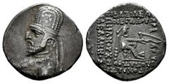 Greek Coins Kingdom of Parthia. Mithradates III. Drachm. 87-79 BC. Rhagai. (Sellwood-31.6 (Orodes I)). (Shore-123 (Orodes I)). Anv.: Diademed bust to left, wearing tiara decorated with eight-pointed s