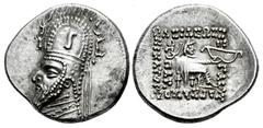 Greek Coins Kingdom of Parthia. Sinatrukes. Drachm. 93-69 BC. Rhagai. (Sellwood-33.4 (Gotarzes I)). (Shore-114 (Gotarzes I)). (Sunrise-302). Anv.: Diademed and draped bust to left, wearing tiara. Rev.