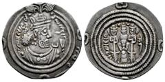 Greek Coins Sassanid Empire. Khusro II. Drachm. RY 25. ShY (Shiraz). (Göbl-II/3). Ae. 2,59 g. Slightly clipped. Choice VF. Est...40,00. Spanish description: Imperio Sasánida. Khusro II. Dracma. RY 25.