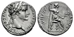 Roman Imperial Tiberius. Denarius. 36-37 AD. Lugdunum. (Ric-I 30). (Bmcre-48). (Rsc-16a). Anv.: TI CAESAR DIVI AVG F AVGVSTVS, laureate head to right. Rev.: PONTIF MAXIM, Livia, as Pax, seated to righ