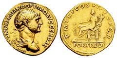 Roman Imperial Trajan. Aureus. 114-116 AD. Rome. (Ric-II 319). (Woytek-525f.1). (Cal-1026). Anv.: IMP CAES NER TRAIANO OPTIMO AVG GER DAC. Laureate, draped, and cuirassed bust to right. Rev.: P M TR P