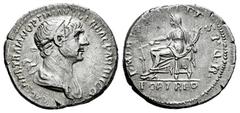 Roman Imperial Trajan. Denarius. 114-117 AD. Rome. (Ric-II 317 var). (Rsc-154). (Bmcre-602). Anv.: (IMP) CAES NER TRAIAN OPTIM AVG GER DAC PARTHICO, Laureate and draped bust to right. Rev.: P M TR (P 