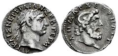 Roman Imperial Trajan. Drachm. 100 AD. Cyrenaica. (RPC-III 1). (Sydenham-177). Anv.: ΑΥΤ ΚΑΙΣ ΝΕΡ ΤΡΑΙΑΝ ΣΕΒ ΓΕΡΜ. Laureate head to right. Rev.: ΔΗΜΑΡΧ • ΕΞ • ΥΠΑΤ • Γ. Head of Zeus Ammon to right. Ag