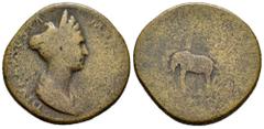 Roman Imperial Diva Marciana. Sestertius. 112-117 AD. Rome. (Ric-750 (Trajan)). (Woytek-725). (Bmcre-1086-7 (Trajan)). Anv.: DIVA AVGVSTA MAR(CIANA), draped bust right, hair elaborately dressed over b