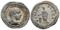 Roman Imperial Elagabalus. Denarius. 218-222 AD. Antioch. (Ric-IV 202). (Bmcre-291). (Rsc-306). Anv.: ANTONINVS PIVS FEL AVG, laureate, draped and cuirassed bust to right. Rev.: VOTA PVBLICA, Emperor 