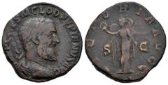 Roman Imperial Pupienus. Sestertius. 238 AD. Rome. (Ric-IV 23a). (Bmcre-58). Anv.: IMP CAES M CLOD PVPIENVS AVG. Laureate, draped and cuirassed bust to right. Rev.: VICTORIA AVGG. Victory standing fac
