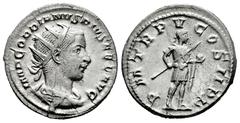 Roman Imperial Gordian III. Antoninianus. 241-243 AD. Rome. (Ric-IV 91). Anv.: IMP GORDIANVS PIVS FEL AVG, radiate, draped and cuirassed bust to right. Rev.: P M TR P III COS II P P, emperor standing 