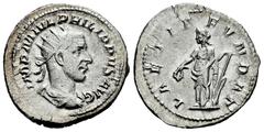 Roman Imperial Philip I. Antoninianus. 244-247 AD. Rome. (Ric-IV 36b). (Rsc-80). Anv.: IMP M IVL PHILIPPVS AVG, radiate, draped and cuirassed bust to right. Rev.: LAETIT FVNDAT, Laetitia standing to l