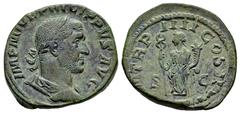 Roman Imperial Philip I. Sestertius. 247 AD. Rome. (Ric-150a). (C-138). Anv.: IMP M IVL PHILLIPVS AVG, laureate, draped and cuirassed bust to right. Rev.: P M TR P IIII COS II P P, Felicitas standing 