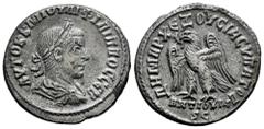 Roman Imperial Philip I. Seleucis and Pieria. Tetradrachm. 248 AD. Antioch. (Prieur-361). (McAlee-903). Anv.: AYTOK K MIOYΛI ΦIΛIΠΠOC CEB, Radiate, draped and cuirassed bust right. Rev.: ΔHMAPX ΕΞOYCI