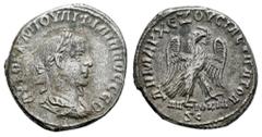 Roman Imperial Philip I. Seleucis and Pieria. Tetradrachm. 248 AD. Antioch. (Prieur-361). (McAlee-903). Anv.: AYTOK K MIOYΛI ΦIΛIΠΠOC CEB, Radiate, draped and cuirassed bust right. Rev.: ΔHMAPX ΕΞOYCI