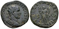 Roman Imperial Trajan Decius. Double sestertius. 249-251 AD. Rome. (Ric-IV 115a). (Banti-9). Anv.: IMP C M Q TRAIANVS DECIVS AVG, radiate and cuirassed bust to right, slight drapery over far shoulder.
