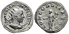 Roman Imperial Volusian. Antoninianus. 253 AD. Rome. (Ric-167). (Seaby-20). Anv.: IMP CAE C VIB VOLVSIANO AVG, radiate, draped and cuirassed bust to right. Rev.: CONCORDIA AVGG, Concordia standing to 