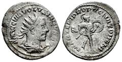 Roman Imperial Volusian. Antoninianus. 251-253 AD. Antioch. (Ric-219). Anv.: IMP C C VIB VOLVSIANVS AVG. Radiate, draped and cuirassed bust right. Rev.: MARTEM PROPVGNATOREM. Mars advancing right, hol