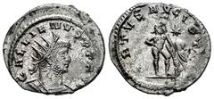 Roman Imperial Gallienus. Antoninianus. 263-264 AD. Antioch. (Ric-V. 1, 673). (Rsc-1321). Anv.: GALLIENVS AVG, radiate, draped and cuirassed bust right. Rev.: VIRTVS AVGVSTI, Hercules standing right h