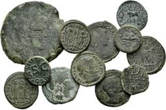 Large Lots Lot of 12 coins from the Roman Empire. Ranging from the Roman Republic to Valentinian I. Great variety of Emperors, values and mints, including some scarce ones. All different. Ae. TO EXAMI