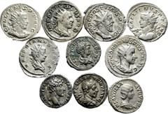 Large Lots Lote de 10 monedas del Imperio Romano; Antoninianos de Póstumo, Filipo I, Gallieno (2), Gordiano III y Valeriano; Denarios de Plautilla, Geta, Eliogábalo y Marco Aurelio. A EXAMINAR. Almost
