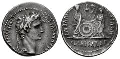 Roman Imperatorial Augustus. Denarius. 7-6 a.C. Rome. (Ric-207). (Bmcre-433). (Rsc-43c). Anv.: (CA)ESAR AVGVSTVS DIVI F PATE(R PATRIAE). Laureate head on the right. Rev.: AVGVSTI (F COS DESIG PRINC) I