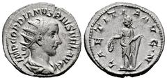 Roman Imperial Gordian III. Antoninianus. 241-243 d.C. Rome. (Ric-IV 86). (Rsc-121). Anv.: IMP GORDIANVS PIVS FEL AVG, radiate, draped and cuirassed bust to right. Rev.: LAETITIA AVG N, Laetitia stand
