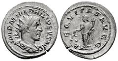 Roman Imperial Philip I. Antoninianus. 244-247 d.C. Rome. (Ric-IV 27b). (Rsc-9). Anv.: IMP M IVL PHILIPPVS AVG, radiate, draped and cuirassed bust to right. Rev.: AEQVITAS AVGG, Aequitas standing to l