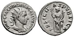 Roman Imperial Trebonianus Gallus. Antoninianus. 251-253 d.C. Rome. (Ric-IV 33). (Rsc-37). Anv.: IMP CAE C VIB TREB GALLVS AVG. Radiate, draped and cuirassed bust to right. Rev.: FELICITAS PVBLICA. Fe