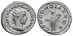 Roman Imperial Volusian. Antoninianus. 253 d.C. Rome. (Ric-IV 167). Anv.: IMP CAE C VIB VOLVSIANO AVG, radiate, draped and cuirassed bust to right. Rev.: CONCORDIA AVGG, Concordia standing facing, hea