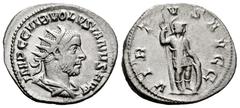 Roman Imperial Volusian. Antoninianus. 251-253 d.C. Mediolanum. (Ric-IV 206). (Rsc-133). Anv.: IMP C C VIB VOLVSIANVS AVG, radiate, draped and cuirassed bust to right. Rev.: VIRTVS AVGG, Virtus standi