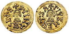 Visigothic Coins Suinthila (621-631). Tremissis. Mentesa (La Guardia). (R. Pliego-352c). (Cnv-295.17). (Miles-219a). Anv.: + SVINTHIL ∴ RE. Rev.: + PIVS MENT:SA. Au. 1,42 g. Almost XF. Est...800,00. S