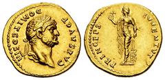 Roman Imperial Ex Jean Vinchon 1992 | Domitian. Aureus. 74-75 AD. Rome. (Ric-II.1 787 (Vespasian)). (Calicó-912). (Bmcre-155 (Vespasian)). Anv.: CAES AVG F DOMIT COS III. Laureate head right. Rev.: PR
