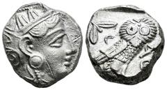 Greek Coins Attica. Athens. Tetradrachm. 400/390-353 BC. (Sng Ans-159.137.1). (Hgc-4,1598). Anv.: Head of Athena to right, wearing crested Attic helmet ornamented with three olive leaves above visor a