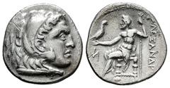 Greek Coins Ionia. Miletos. Drachm. 295-270 BC. In the name and types of Alexander III of Macedon. (Price-2151). (Müller-1057). Anv.: Head of Herakles to right, wearing lion skin headdress. Rev.: Zeus