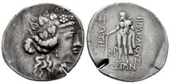 Greek Coins Thrace Islands. Thasos. Tetradrachm. 148-80 BC. (Le Rider-Thasiennes 52). (Sng Cop-1046/8). (Bmc-72). Anv.: Head of Dionysos to right, wearing ivy wreath. Rev.: HPAKΛEOYΣ ΣΩTHPOΣ, Herakles